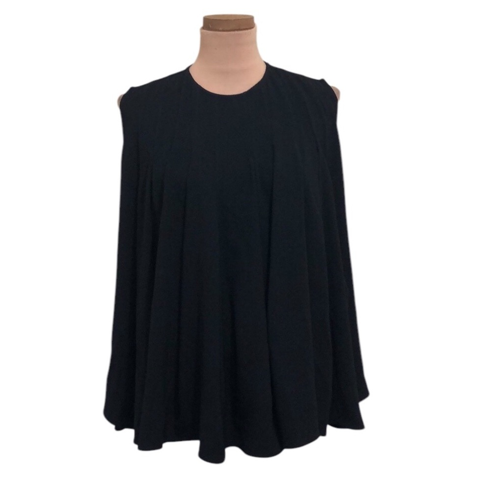 Co Collections Swing Blouse Size Small Black Pleated Triacetate